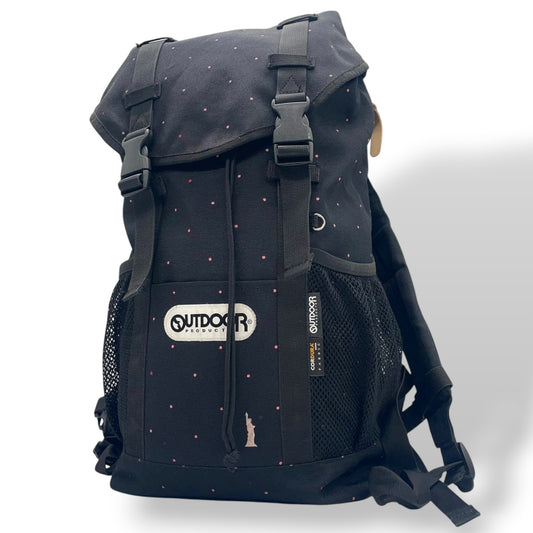 美品 アウトドアプロダクツ OUTDOOR PRODUCTS コーデュラ リュックサック バックパック 黒 ブラック ドット柄 S93