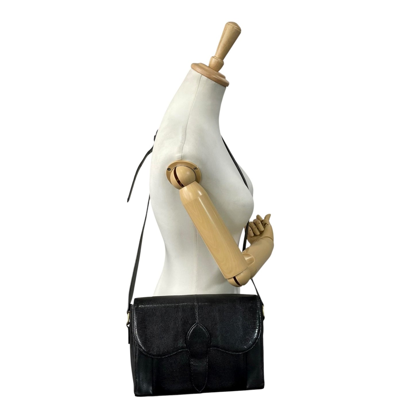 美品 イヴ サンローラン YVES SAINT LAURENT 型押し ショルダーバッグ 黒 ブラック レザー ヴィンテージ 金金具 ゴールド金具 K7