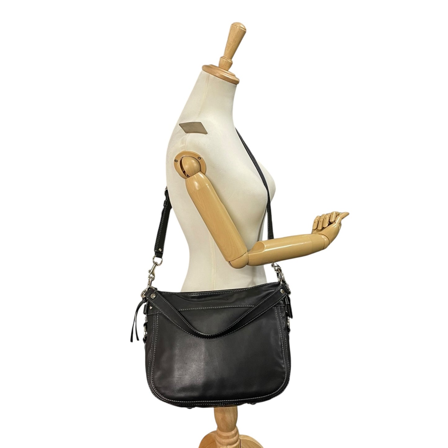 コーチ COACH レザー ショルダーバッグ ワンショルダー 黒 ブラック 2WAY グローブタンレザー シルバー金具 S50