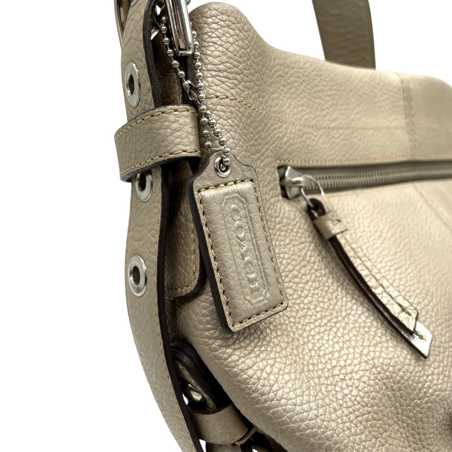 コーチ COACH レザー ショルダーバッグ 肩掛け F15065 グレージュ ベージュ シルバー金具 柔らかいシボ革 上品 C5