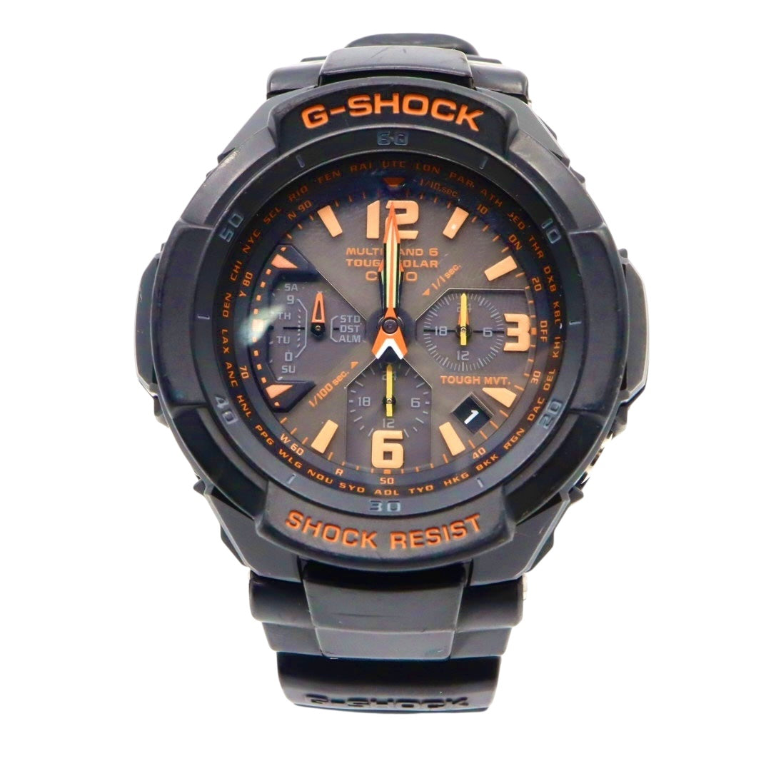 美品 CASIO カシオ G-SHOCK グラビティマスター GW-3000B ブラック オレンジ タフソーラー 電波ソーラー マルチバンド6 クロノグラフ スカイコックピット アナログ メンズ ウォッチ 腕時計 G4