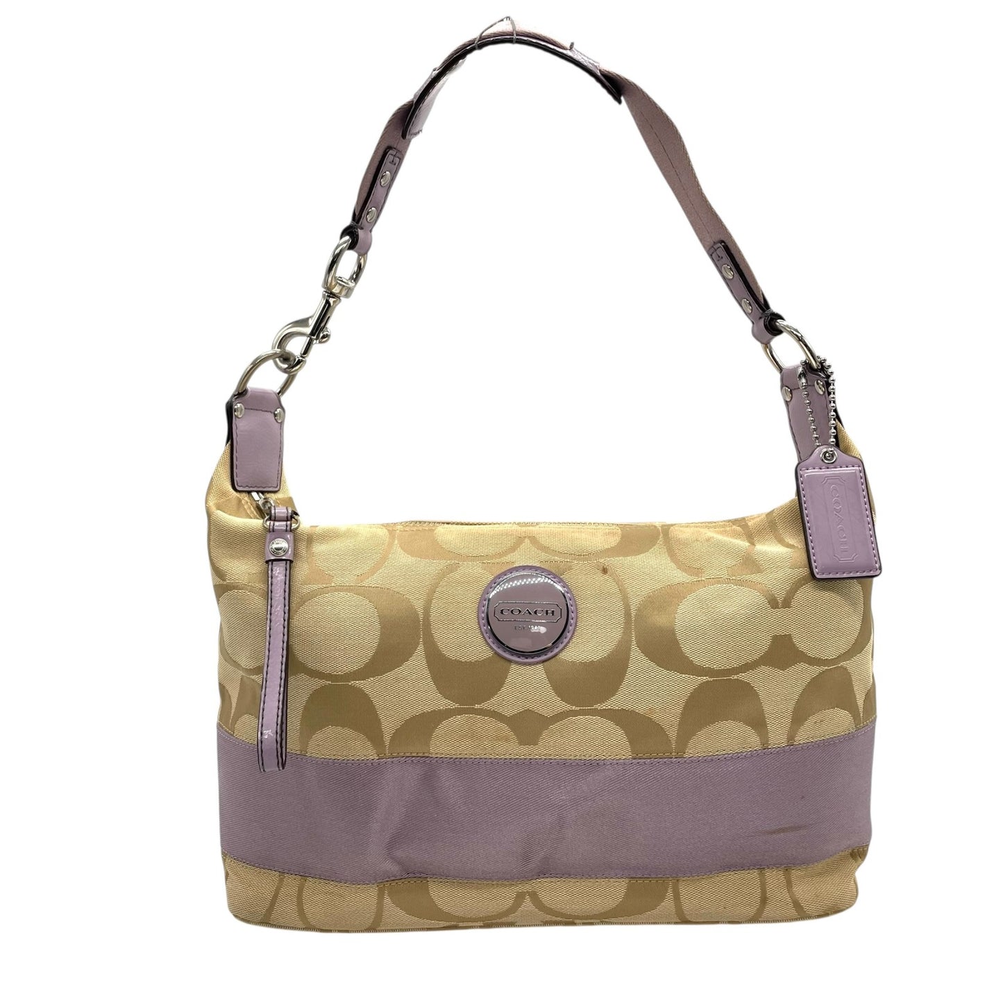 コーチ COACH シグネチャー ワンショルダー ショルダーバッグ F17434 ベージュ ライトパープル キャンバス レザー S18