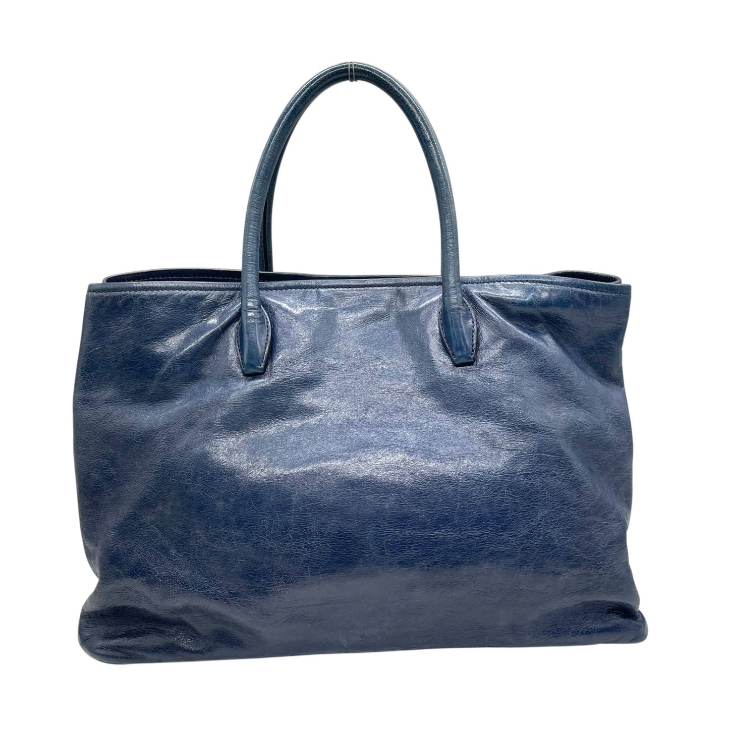 ミュウミュウ miumiu トートバッグ ショルダーバッグ ネイビー 紺 2way レザー 手提げ 斜め掛け可 シルバー金具 ロゴ レディース K10 archive 002 Y2K