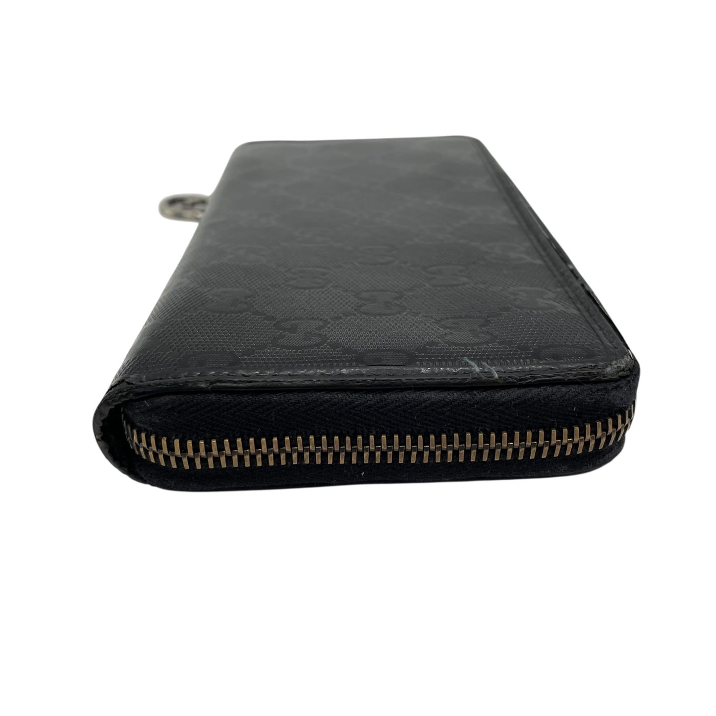 GUCCI グッチ GGインプリメ ラウンドファスナー 長財布 307982 黒 ブラック PVC レザー シルバー金具 メンズ レディース M4