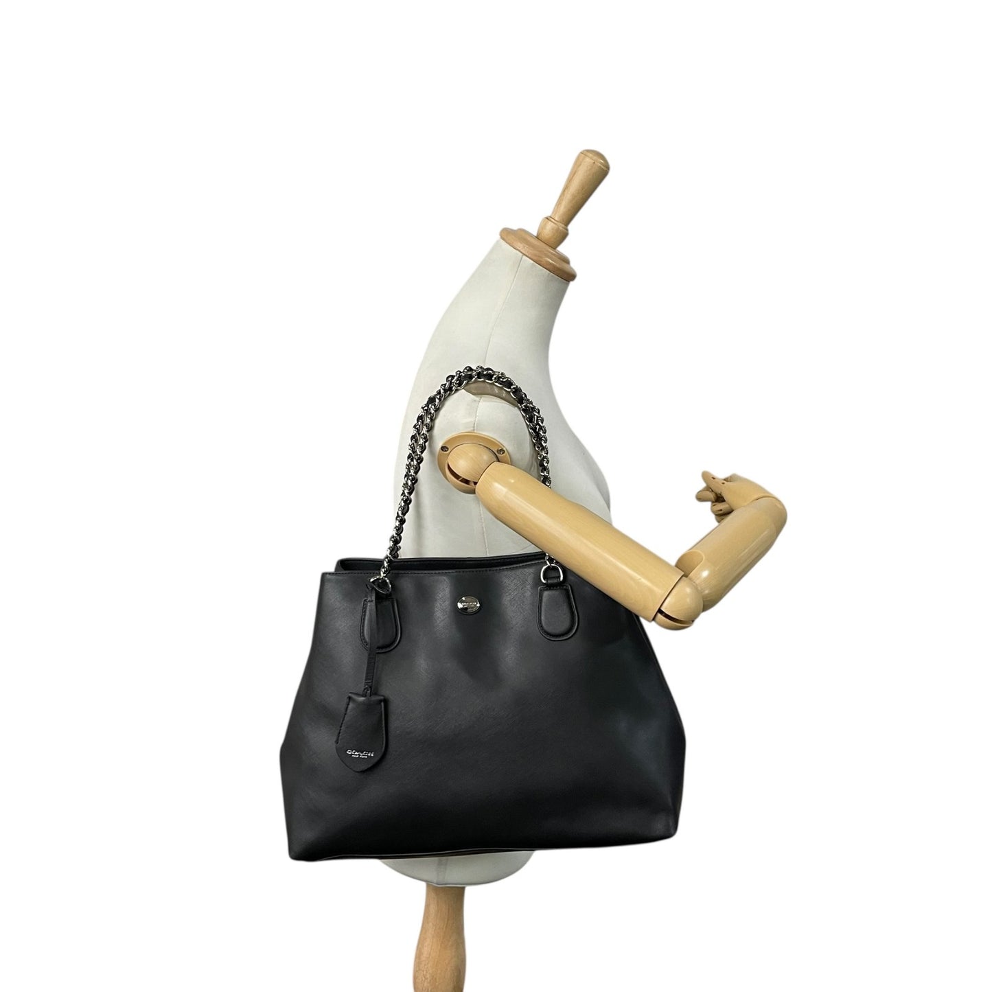 コーチ COACH トートバッグ チェーンハンドル ショルダー 肩掛け ロングハンドル F31752 黒 ブラック レザー クロシェット シルバー金具 A4対応 通勤 通学 U12