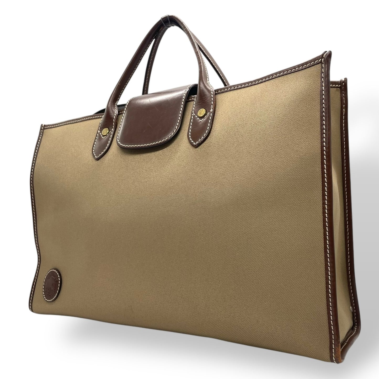 ハンティングワールド HUNTING WORLD トートバッグ ブリーフケース キャンバス レザー A4収納可能 ベージュ 茶色 ブラウン T8