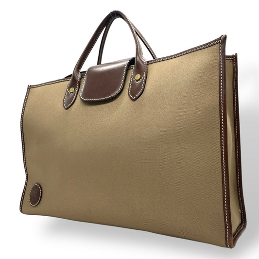 ハンティングワールド HUNTING WORLD トートバッグ ブリーフケース キャンバス レザー A4収納可能 ベージュ 茶色 ブラウン T8