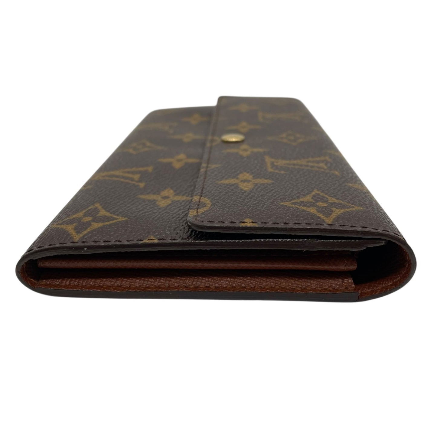 ルイ・ヴィトン LOUIS VUITTON LV モノグラム ポルトフォイユ サラ 長財布 M61734 シリアル刻印 フラップ 茶色 ブラウン 金金具 ゴールド ロゴ金具 W1