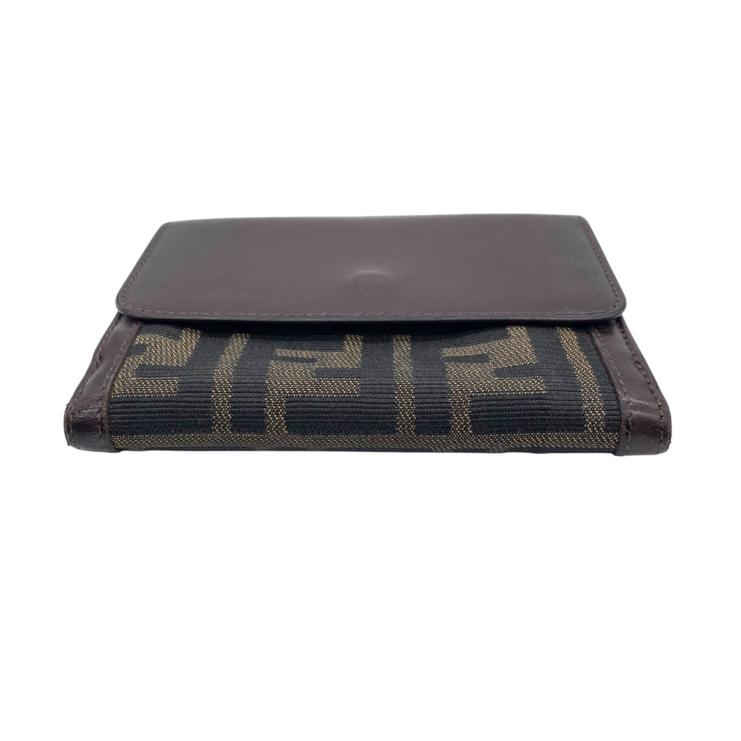 フェンディ FENDI 財布 ズッカ柄 ブラウン 茶色 ブラック 黒 キャンバス レザー 二つ折り ウォレット W4