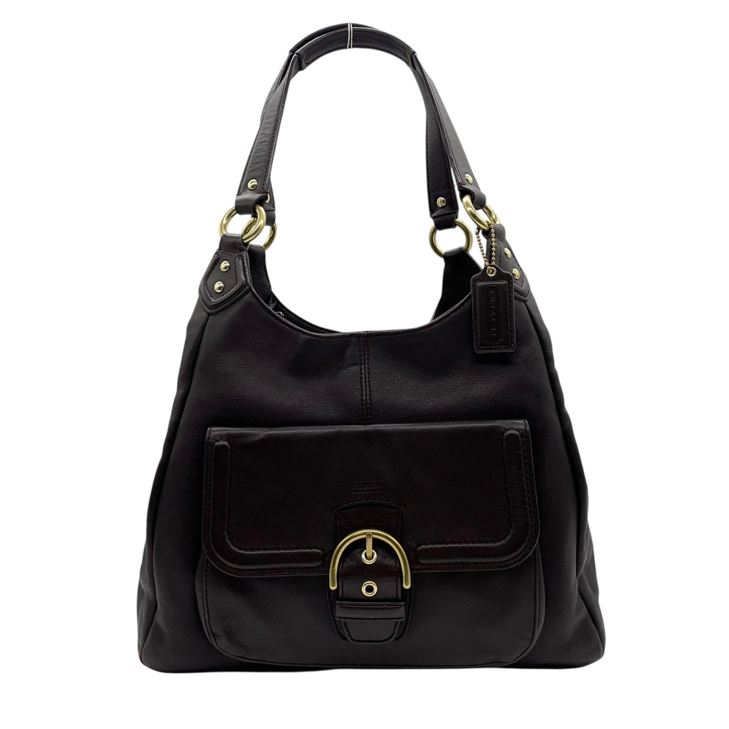 コーチ COACH ハンドバッグ キャンベル F24686 ダークブラウン オールレザー ベルトデザイン ゴールド金具 斜め掛け可 レディース U17