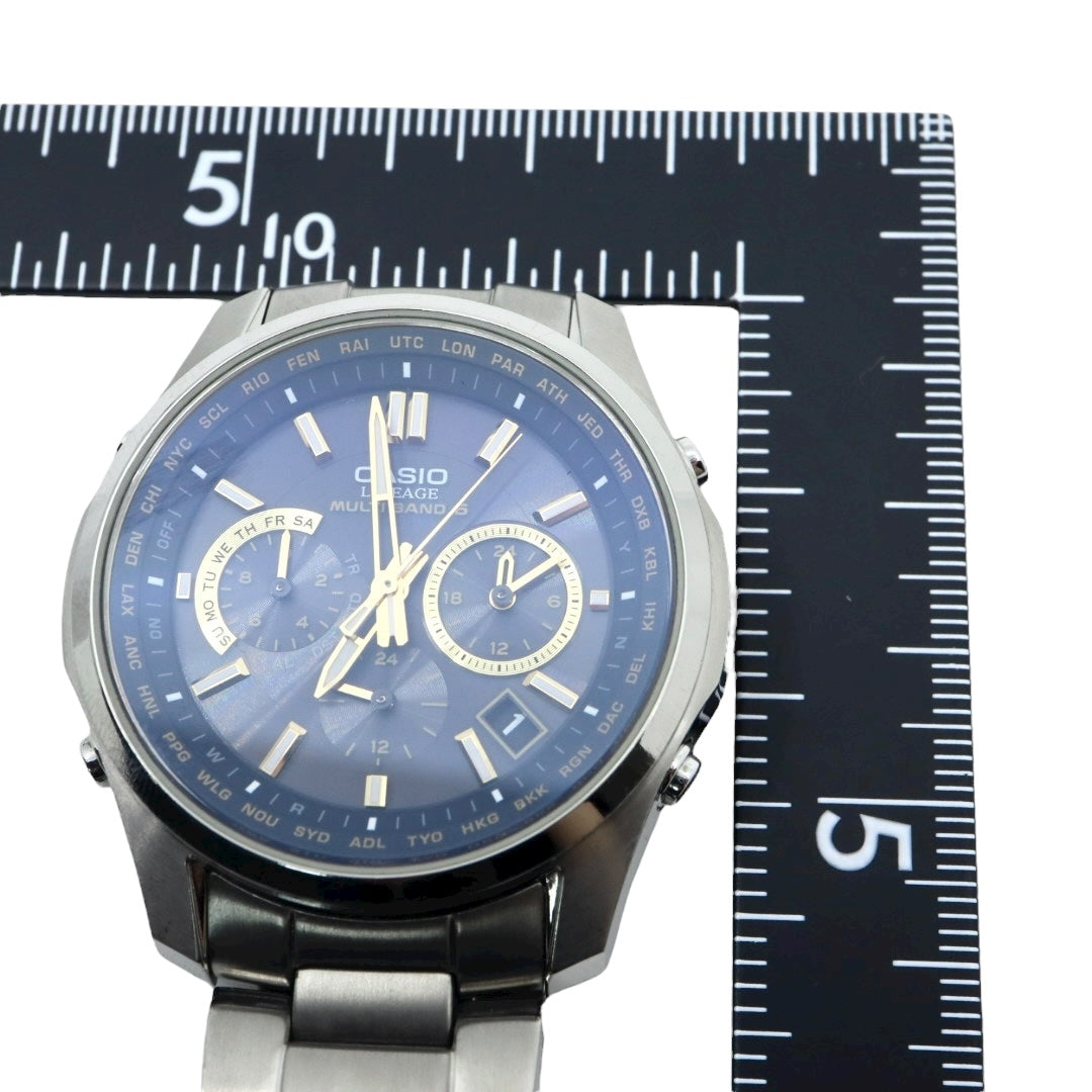 【美品/稼働品】カシオ リニエージ 腕時計 LIW-M610TDS 電波ソーラー チタン サファイアガラス メンズ ブラック ゴールド アナログ ワールドタイム MULTI BAND 6 ウェーブセプター ビジネス 軽量 G10