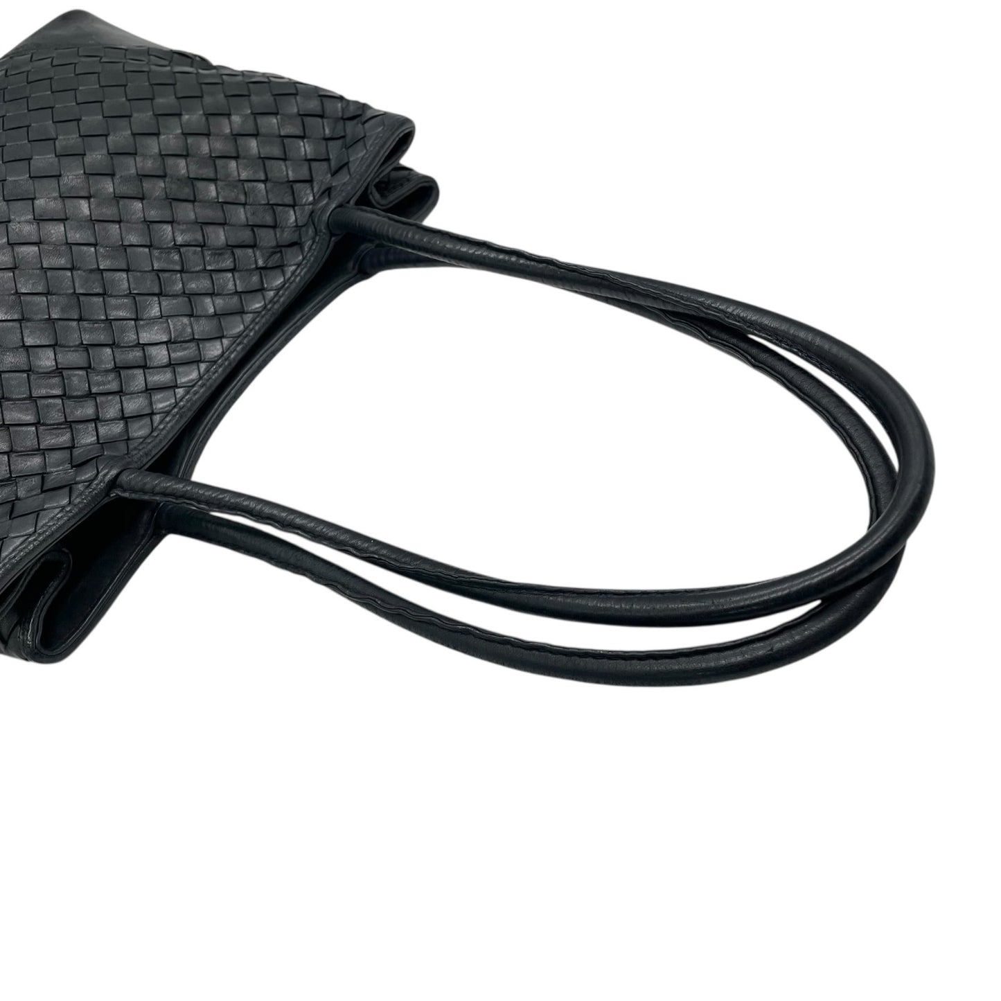 BOTTEGA VENETA ボッテガヴェネタ イントレチャート ハンドバッグ ワンショルダー ネイビー レザー ゴールド金具 肩掛け可 編み込み レディース K11