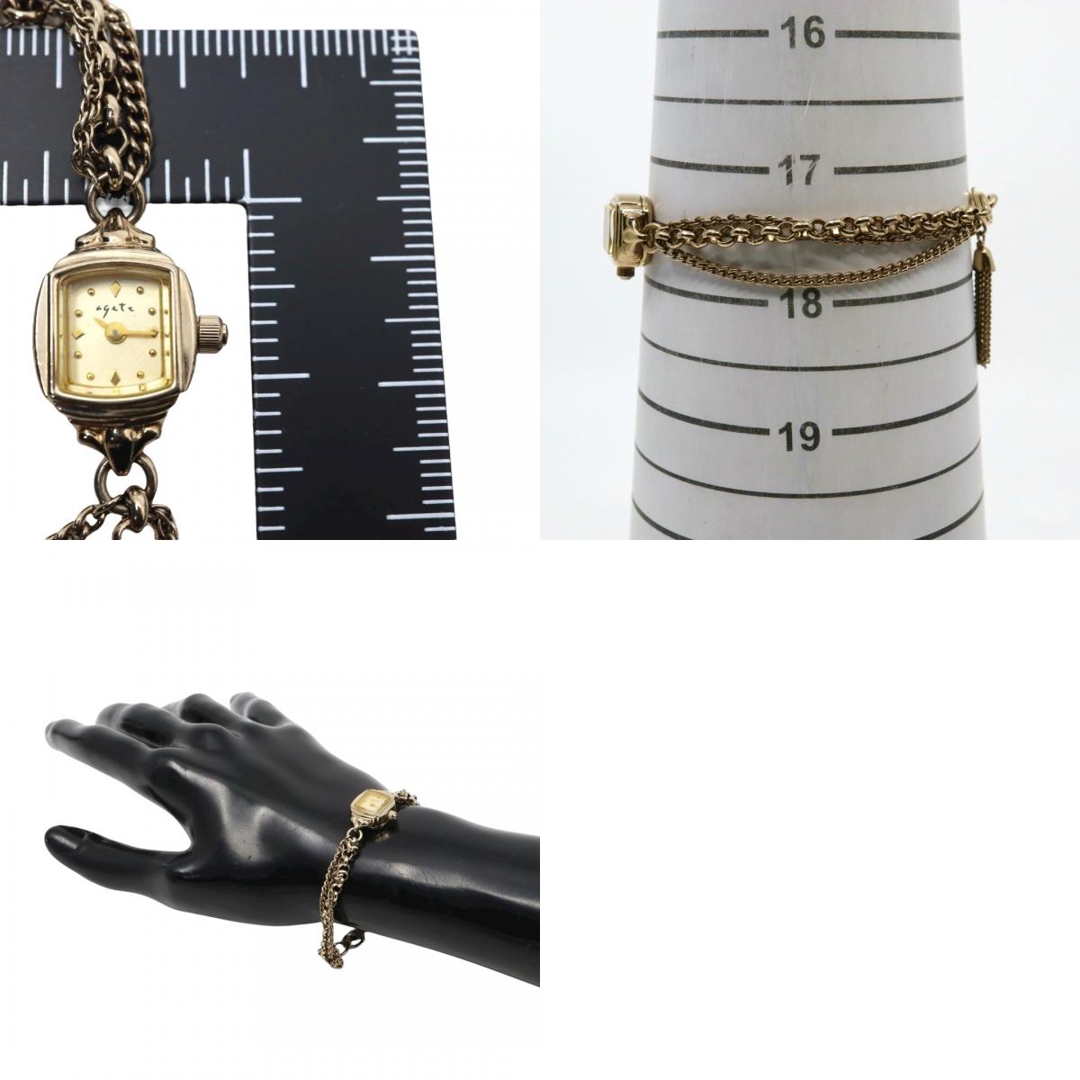 【美品/稼働品】アガット agete 腕時計 1306 ダイヤモンド レディース クオーツ PGP ピンクゴールド ブレスレット ジュエリーウォッチ アンティーク クラシック エレガント フェミニン アクセサリー G10