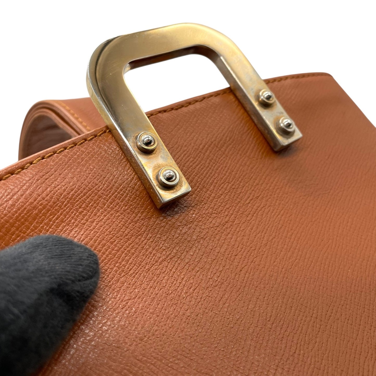 Valextra ヴァレクストラ ヴィンテージ レザー ショルダーバッグ クロスボディ ブラウン ゴールド金具 イタリア製 レディース K5