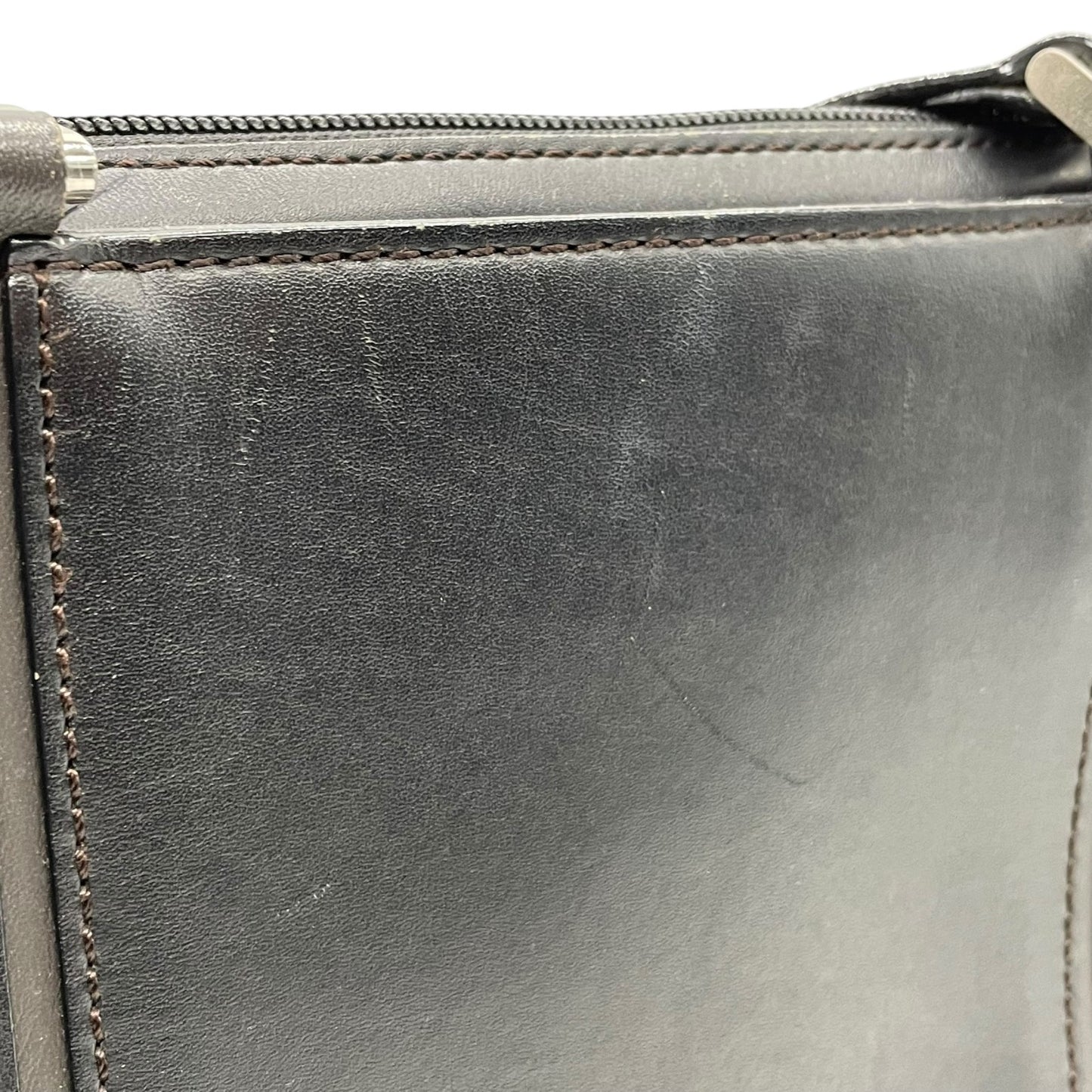 Authentic BURBERRY Handbag Leather Black Silver Hardware Logo Nova Check Women's