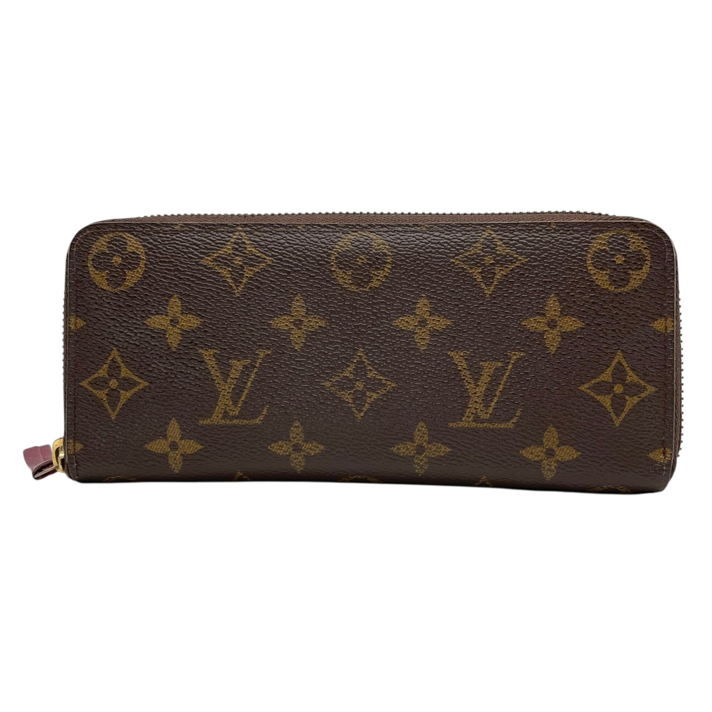 極美品 LOUIS VUITTON ルイヴィトン 長財布 モノグラム ポルトフォイユ・クレマンス M60742 ラウンドファスナー フューシャピンク ブラウン 茶 PVC レザー レディース W2