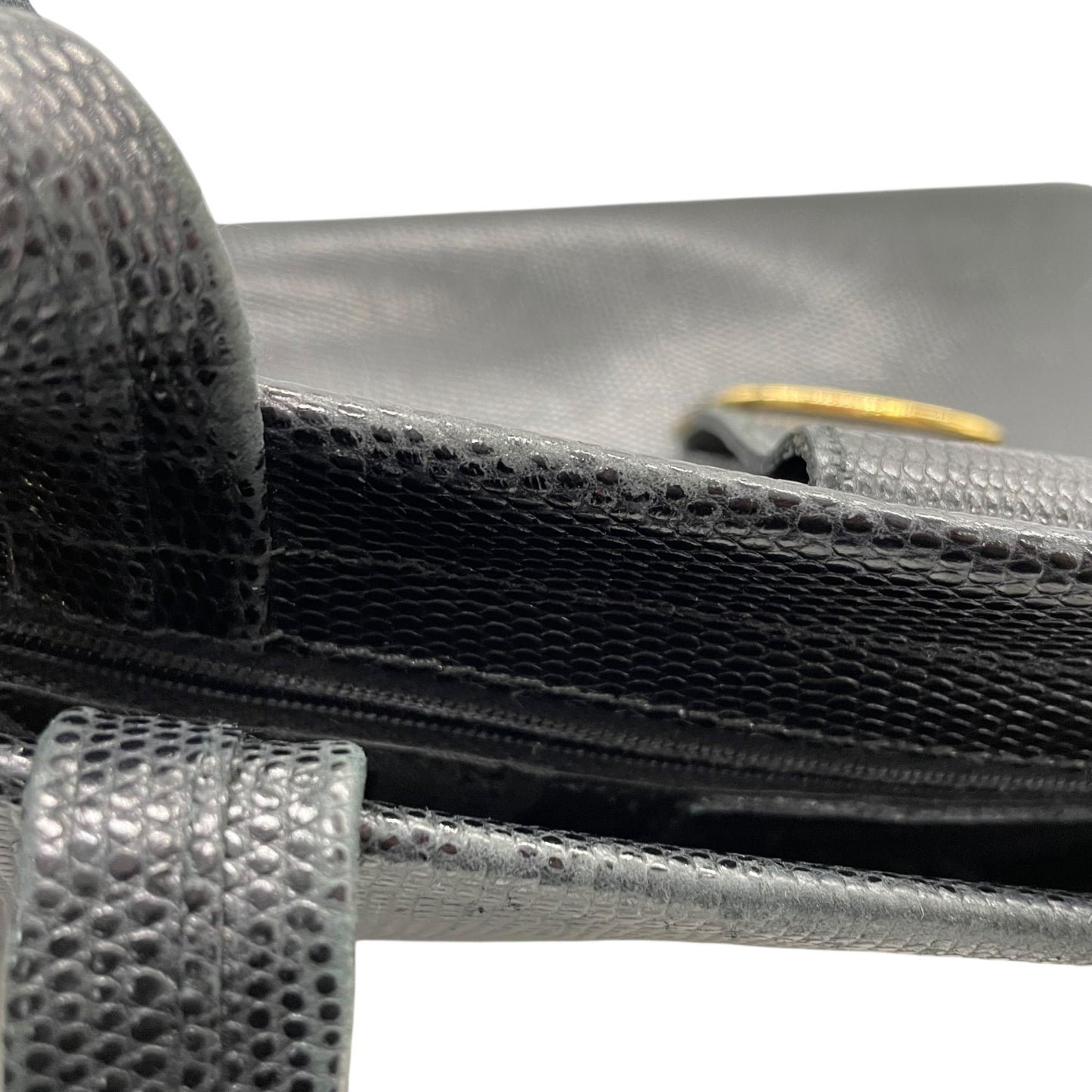 Salvatore Ferragamo フェラガモ ヴァラリボン トートバッグ ワンショルダー レザー トカゲ型押し 黒 ブラック ゴールド金具 肩掛け可 サルヴァトーレフェラガモ レディース E