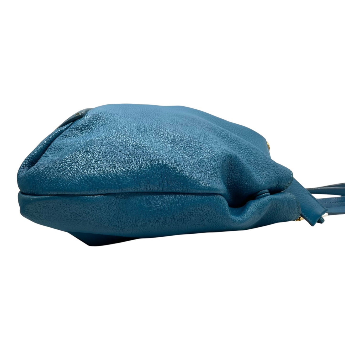 miumiu ミュウミュウ トートバッグ 青 ブルー 本革 レザー シボ革 大容量 肩掛け可能 A4収納 ゴールド金具 ポーチ付き レディース C4