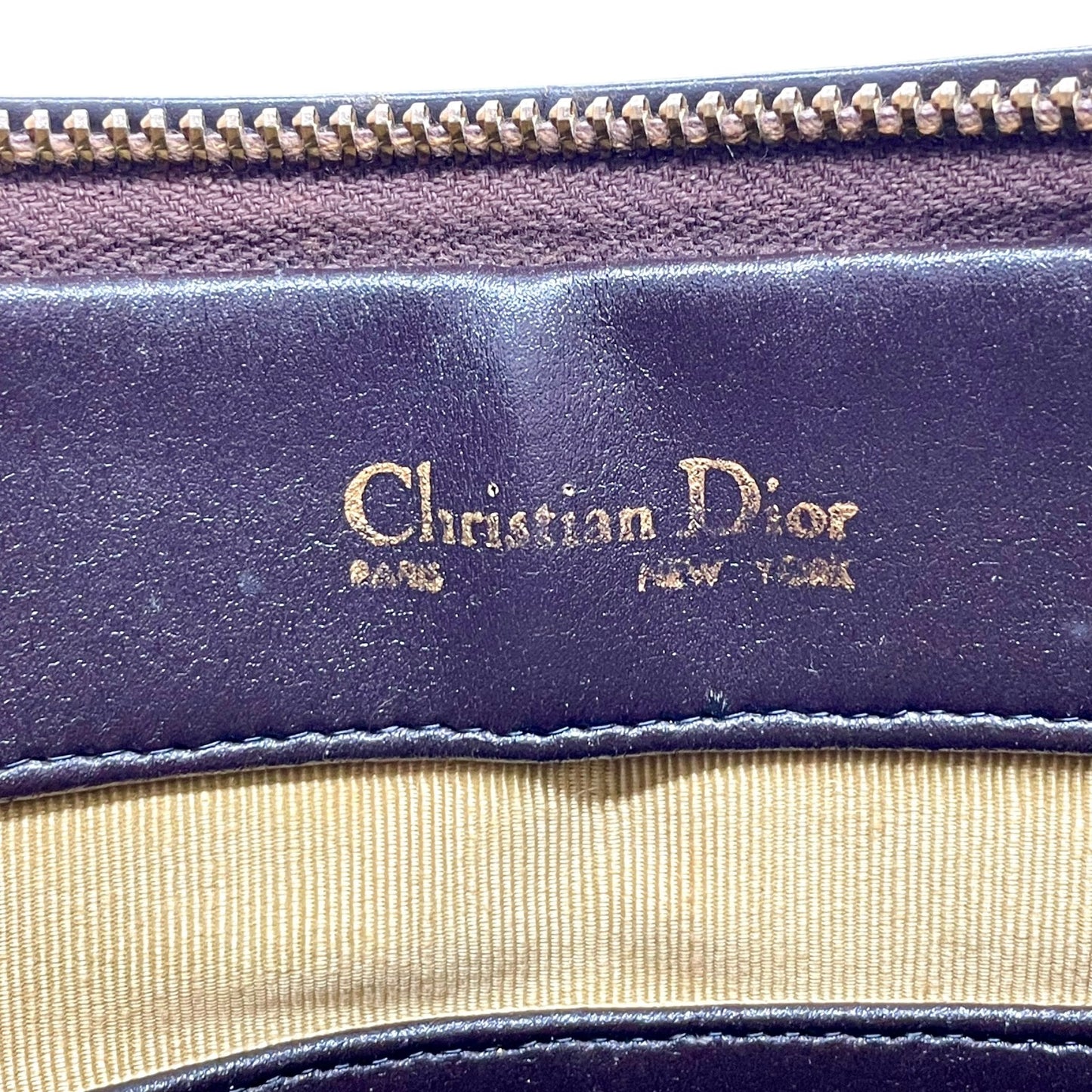 美品 Christian Dior クリスチャンディオール ショルダーバッグ ヴィンテージ ワンショルダー ハンドバッグ ダークブラウン レザー ゴールド金具 CDロゴ レディース U3