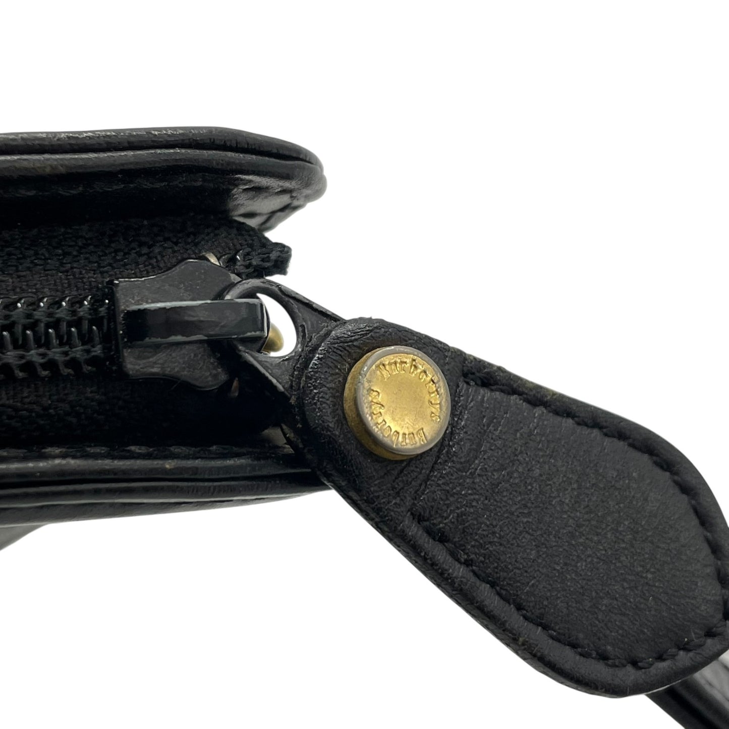 Authentic BURBERRY Black Leather Clutch Bag Nova Check Interior Horse Logo