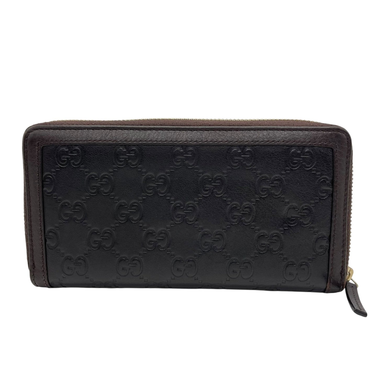Authentic GUCCI Long Wallet Guccissima Black Brown Bicolor Leather Gold Interlocking G