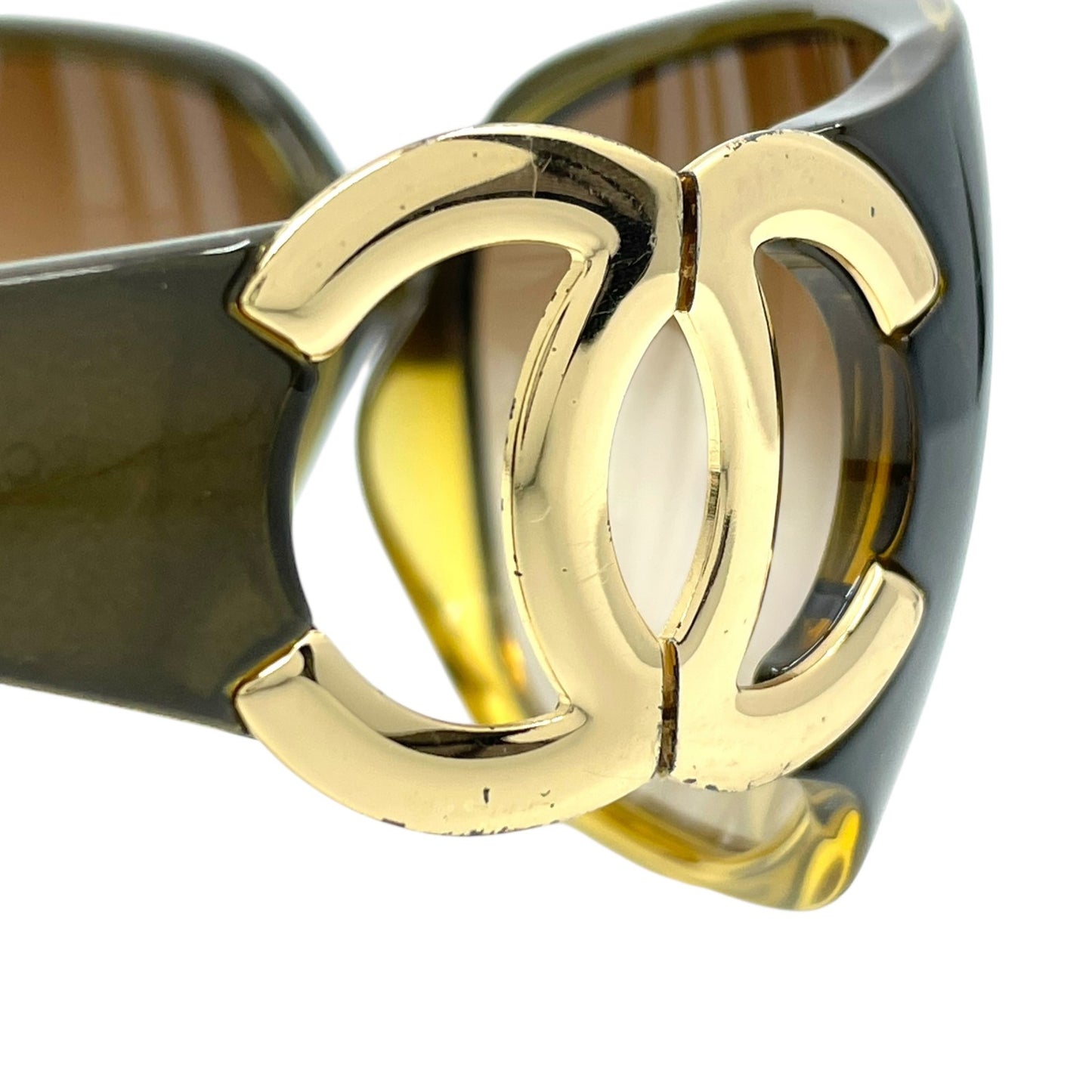 極美品 CHANEL シャネル ココマーク サングラス 64□16 120 カーキ レディース H2