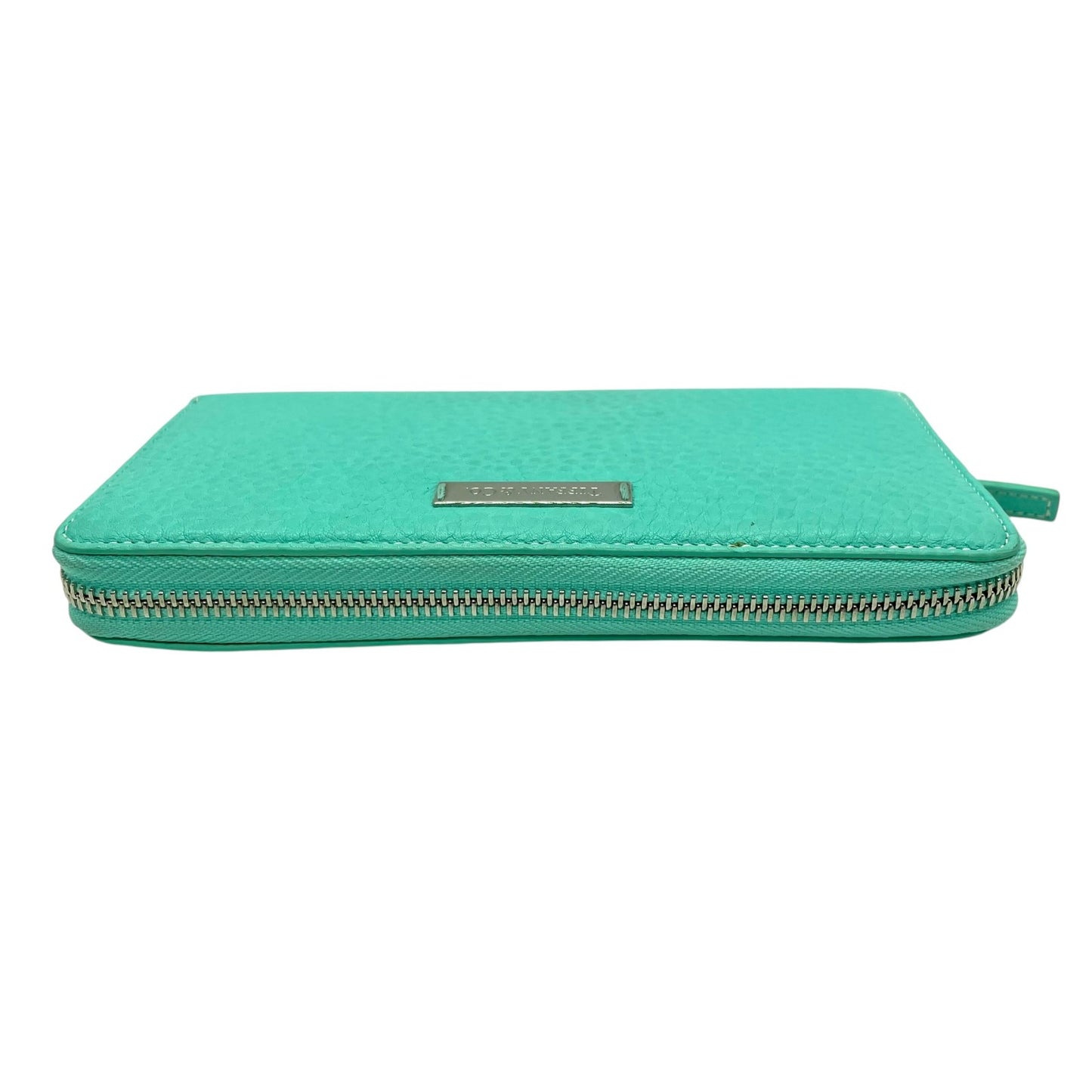 Authentic Tiffany & Co. Long Wallet Round Zipper Leather Silver Hardware with Box