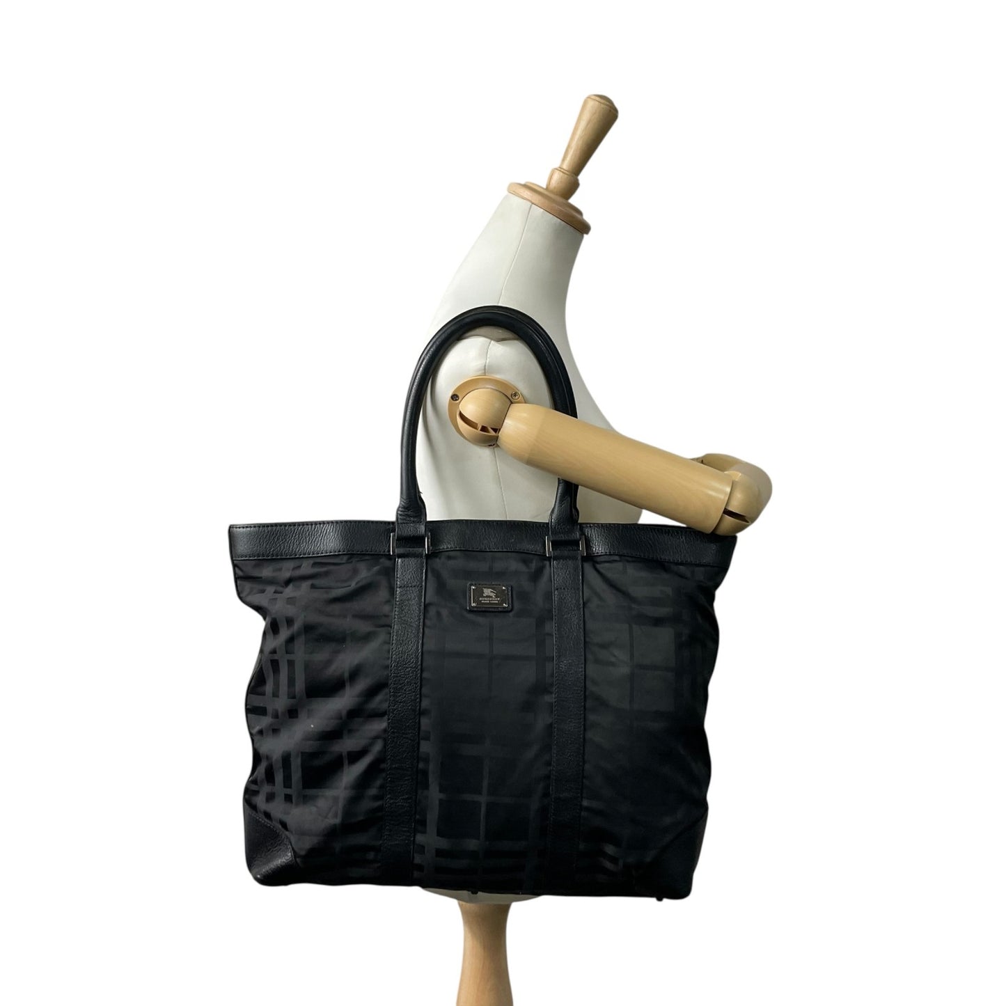 Authentic Burberry Black Label Business Tote Bag Black Nylon A4 Shoulder Men Unisex Large