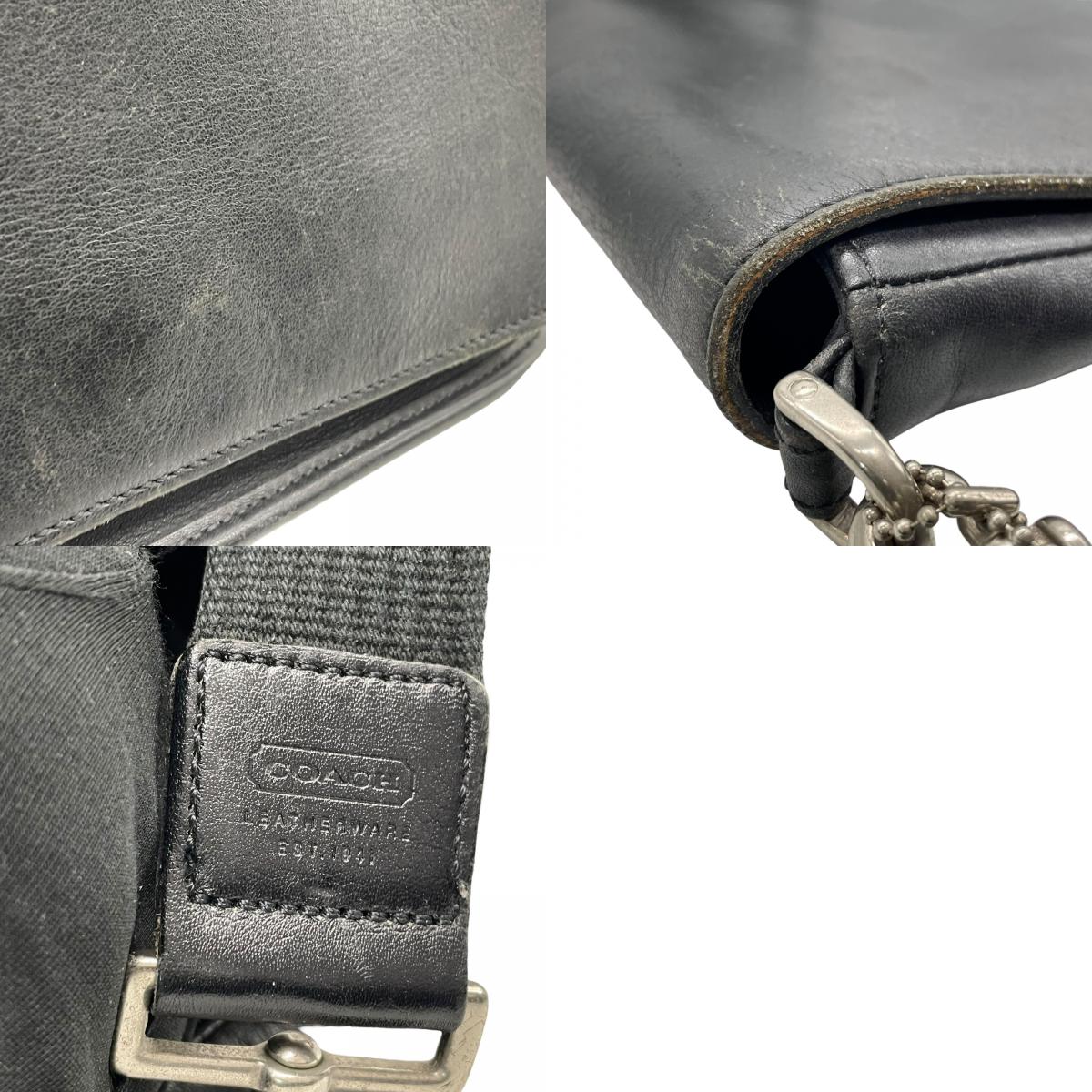 希少 COACH コーチ ショルダーバッグ メッセンジャー 肩掛け 斜め掛け USA製 グラブタンレザー 黒 ブラック シルバー金具 9431 ヴィンテージ オールレザー 本革 U12