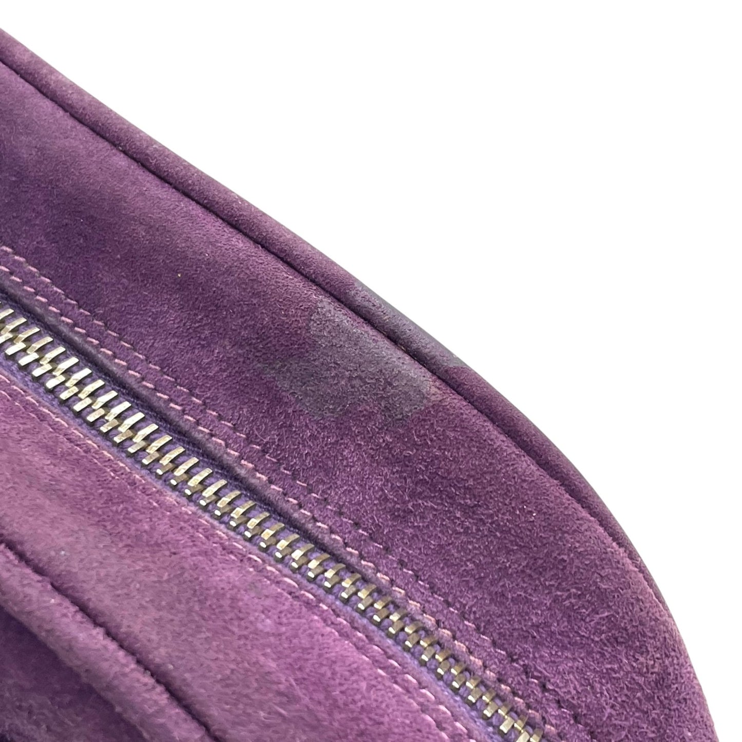 美品 Salvatore Ferragamo フェラガモ ガンチーニ ダブルガンチーニ ショルダーバッグ 紫 パープル スエード ゴールド金具 斜め掛け可 ポシェット ヴィンテージ レディース D7