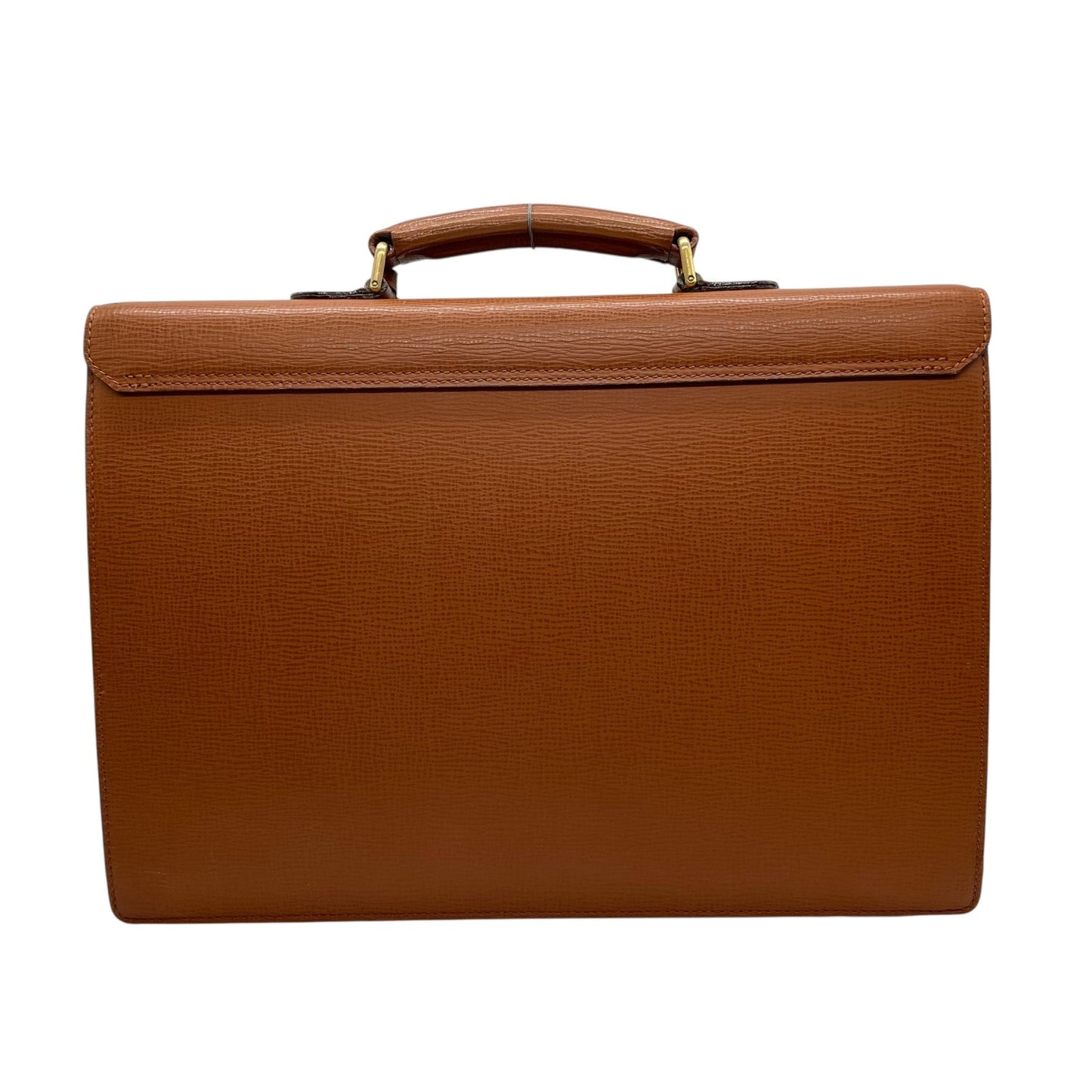 Authentic BURBERRY Leather Briefcase Business Bag Brown Gold Hardware