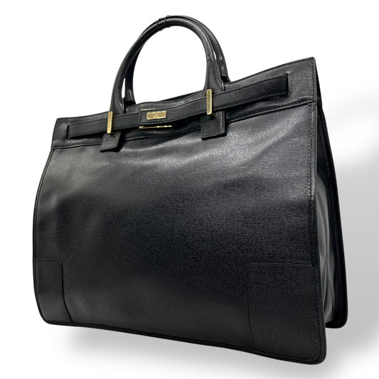 美品 GUCCI グッチ レザー ビジネスバッグ ブラック ゴールド金具 A4収納可 ハンドバッグ メンズ レディース 正規品 D