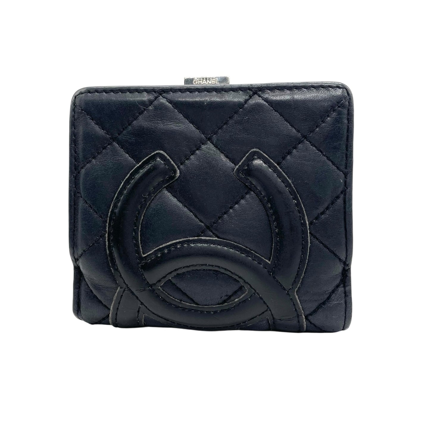 CHANEL シャネル 二つ折り財布 がま口 コンパクトウォレット カンボンライン ココマーク キルティング 黒 ブラック ピンク レザー レディース M1