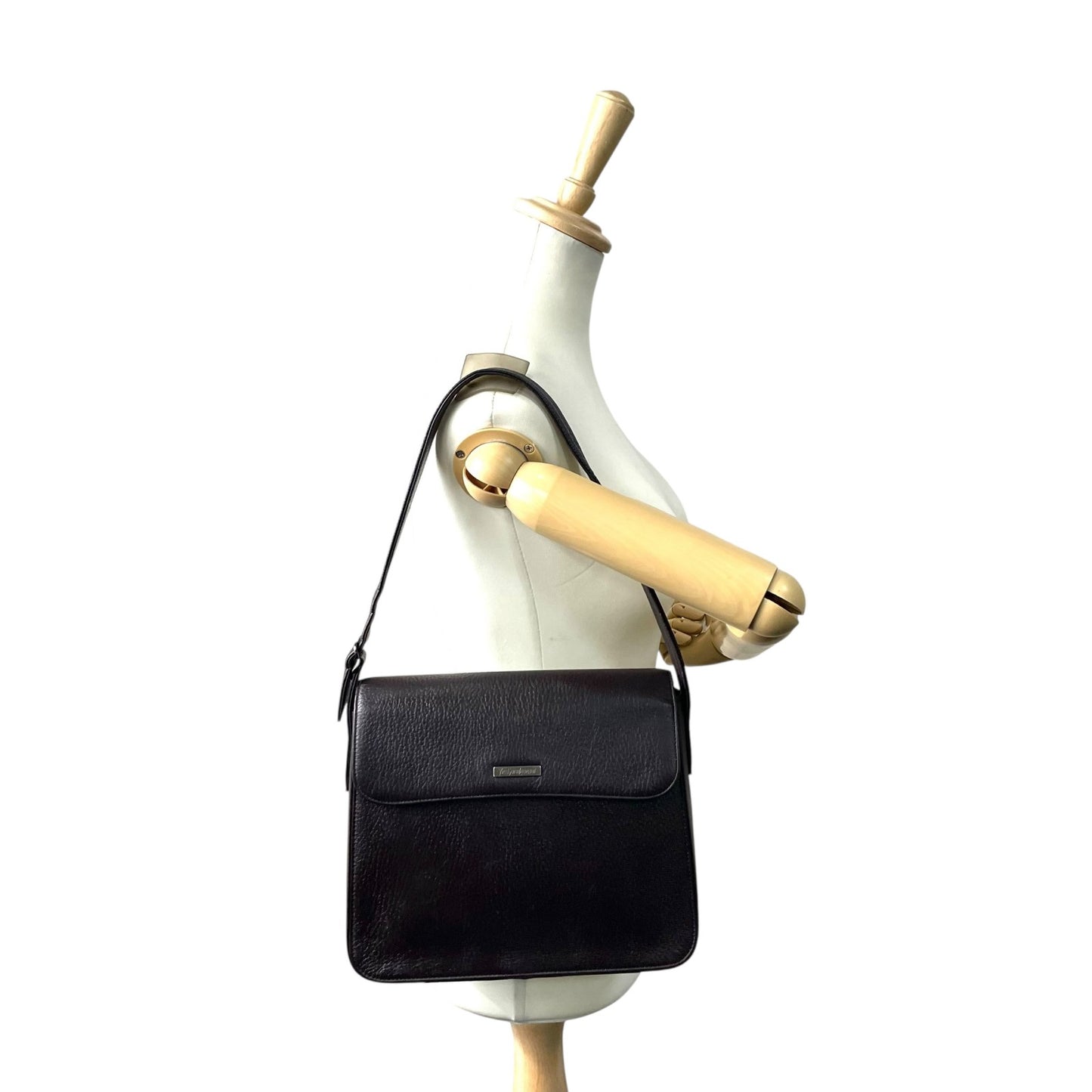 美品 Yves Saint Laurent イヴ・サンローラン ショルダーバッグ ワンショルダー レザー ブラウン 茶色 ロゴ ハート金具 フラップ ヴィンテージ オールド アーカイブ B