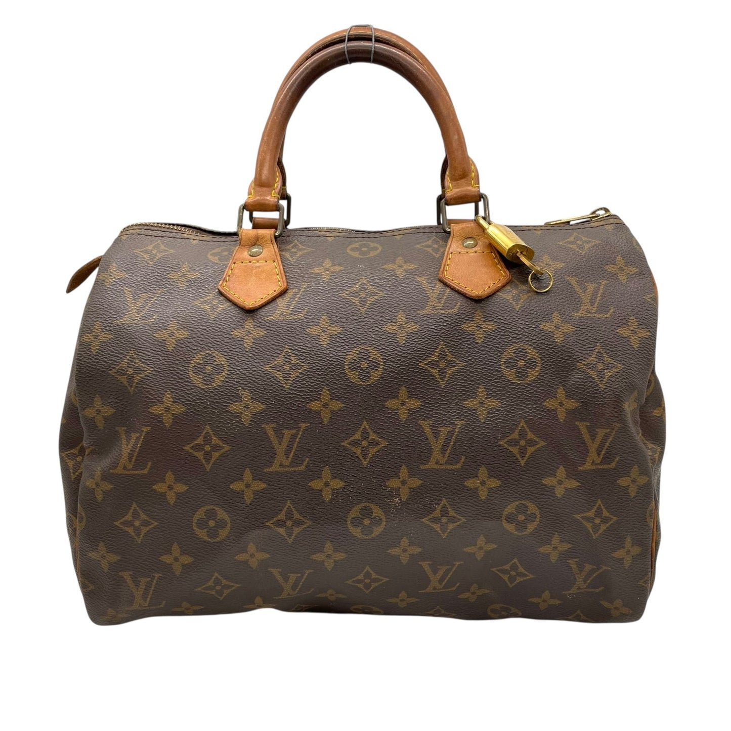 LOUIS VUITTON ルイヴィトン モノグラム スピーディ30 2WAY ボストンバッグ ミニボストン M41526 斜め掛け可 PVC レザー ブラウン ゴールド金具 パドロック ハンドバッグ レディース D