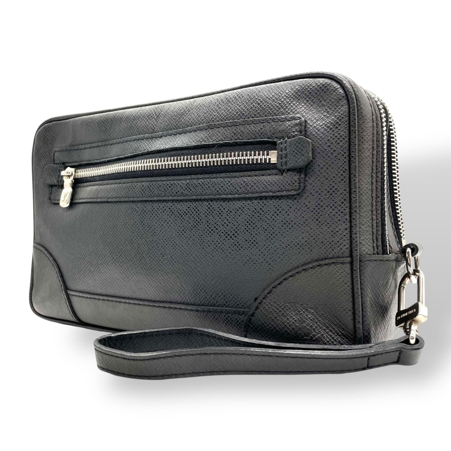 美品 LOUIS VUITTON ルイヴィトン タイガ パヴェル クラッチバッグ セカンドバッグ レザー 黒 ブラック シルバー金具 M31142 ストラップ付 メンズ D