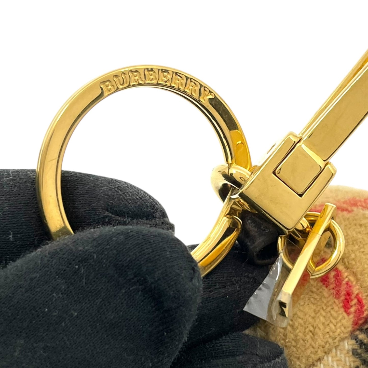 美品 バーバリー BURBERRY チェックベア くま マスコット バッグチャーム キーホルダー テディベア ゴールド金具 箱付き M3