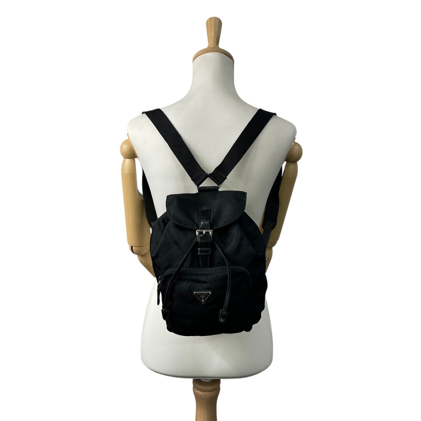 プラダ PRADA ナイロン バックパック リュックサック ブラック 黒 レザーコンビ トライアングルロゴ ヴィンテージ C7