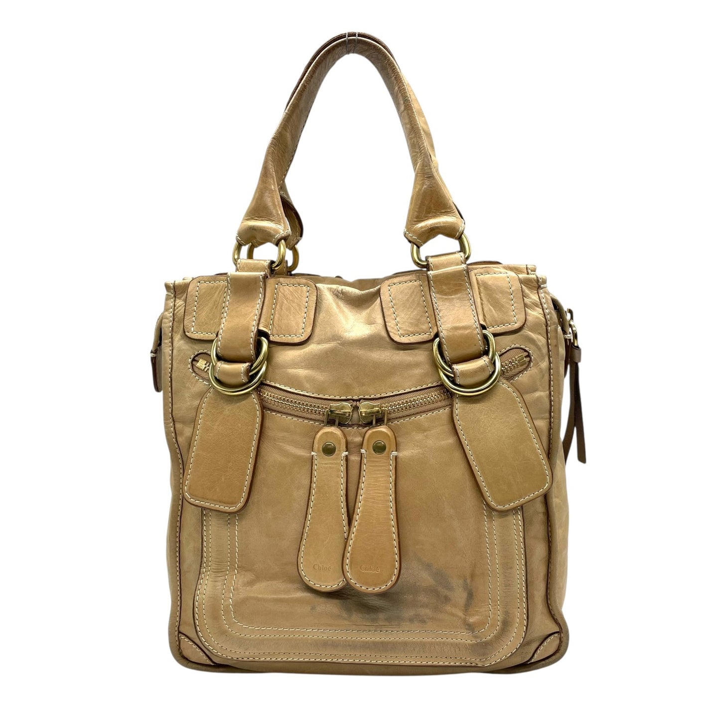 Chloe クロエ ベイ レザー トートバッグ 7ES358-50 ブラウン 牛革 ライトブラウン A4収納可能 Y2K VINTAGE archive 00s C7