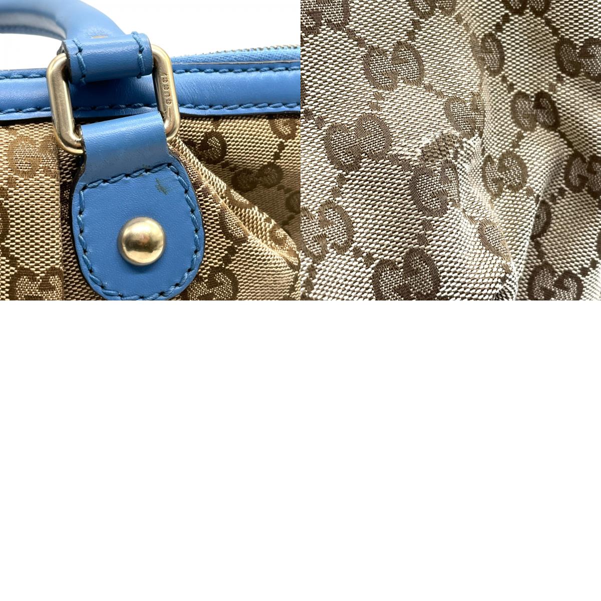 美品 GUCCI グッチ スーキー ハンドバッグ 2way ショルダーバッグ GG柄 キャンバス ジャカード レザー インターロッキング ブルー 青 チャーム付き 247902 K8