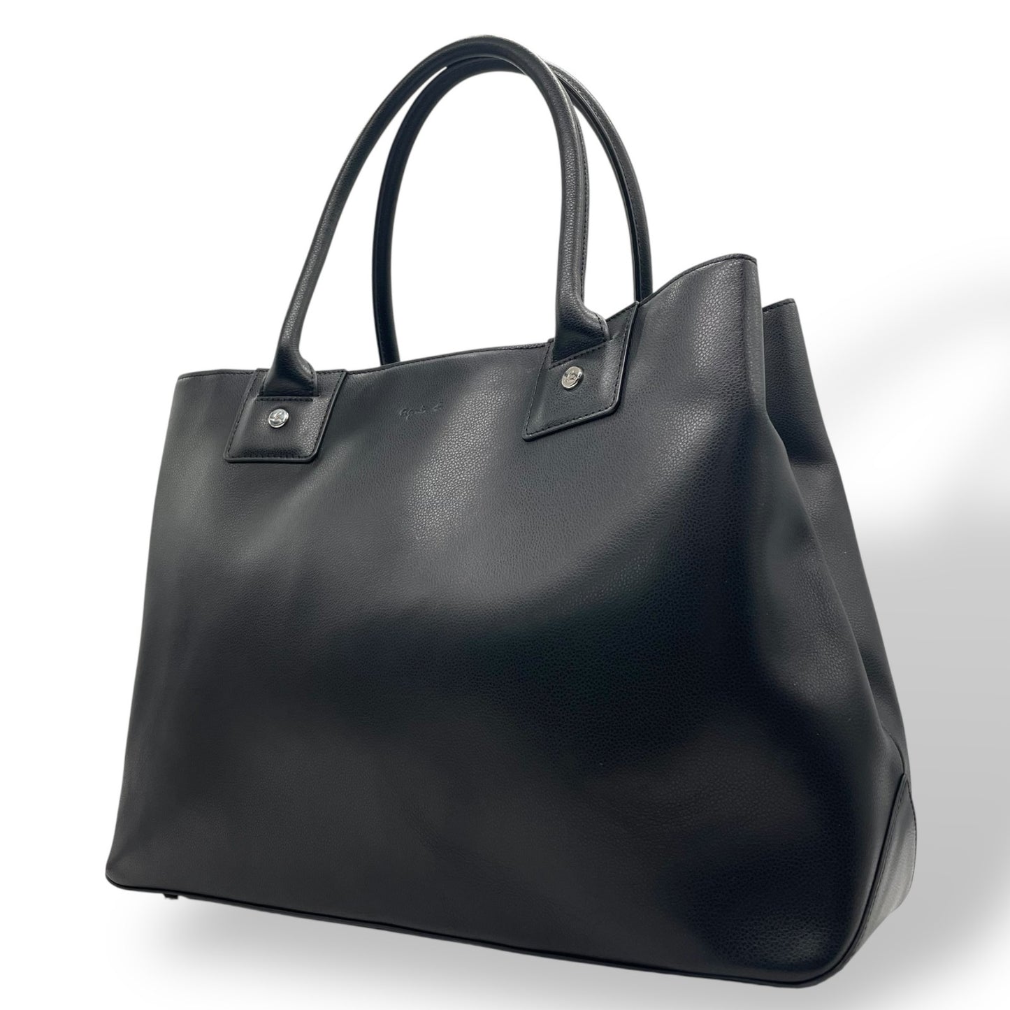 美品 agnès b. アニエスベー トートバッグ レザー 黒 ブラック シンプル PC収納可 A4可 通勤 通学 A