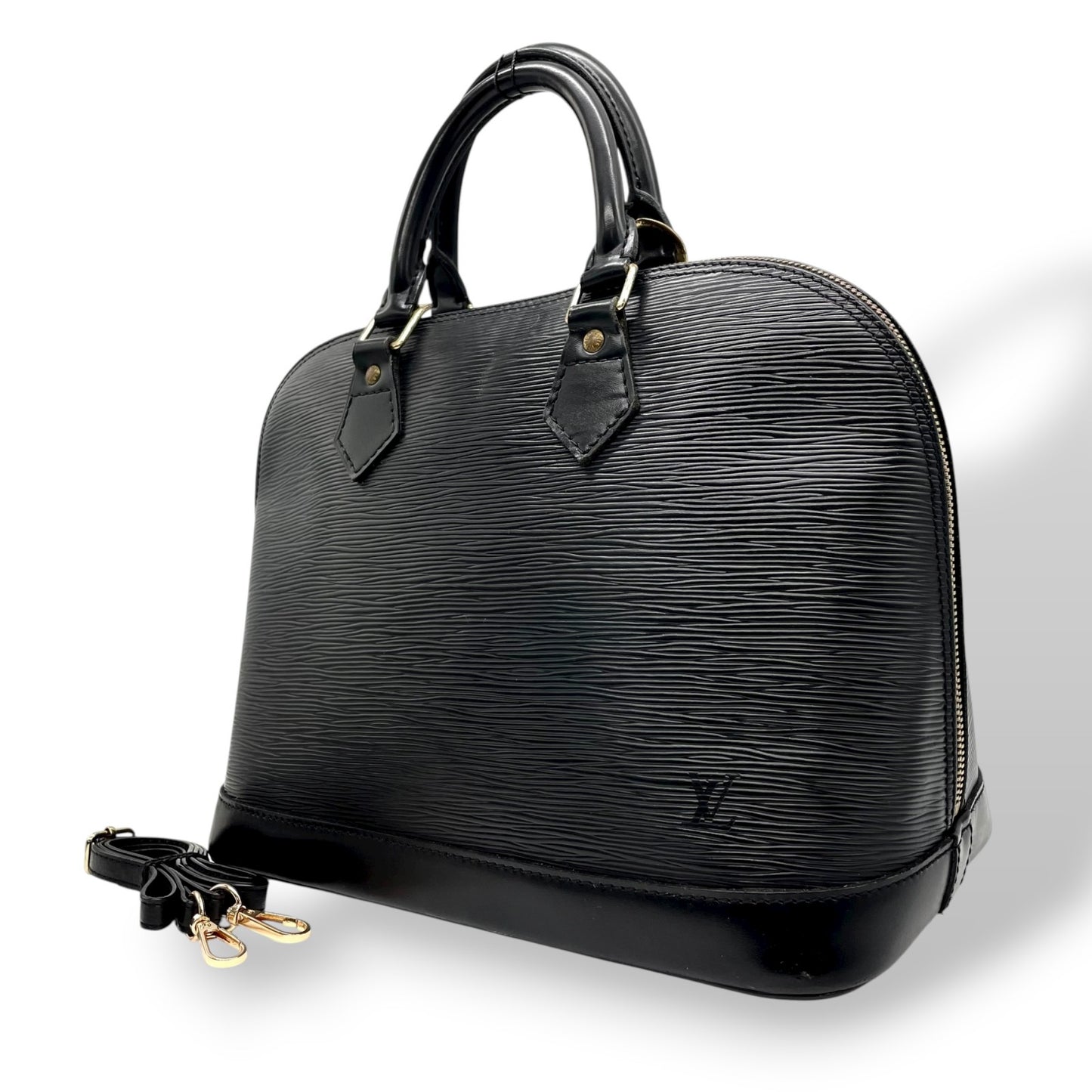 ルイヴィトン LOUIS VUITTON LV エピ アルマ ショルダーバッグ ハンドバッグ ドーム型 パドロック付き 2WAY ノワール ブラック 黒 ゴールド金具 D