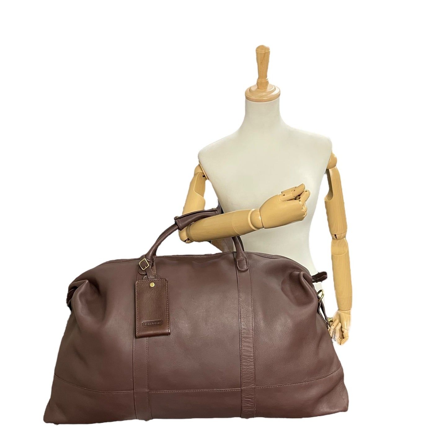 極美品 コーチ COACH レザー ボストンバッグ でかボストン 2WAY ショルダー付き 大容量 旅行 出張 茶色 ブラウン ゴールド金具 X