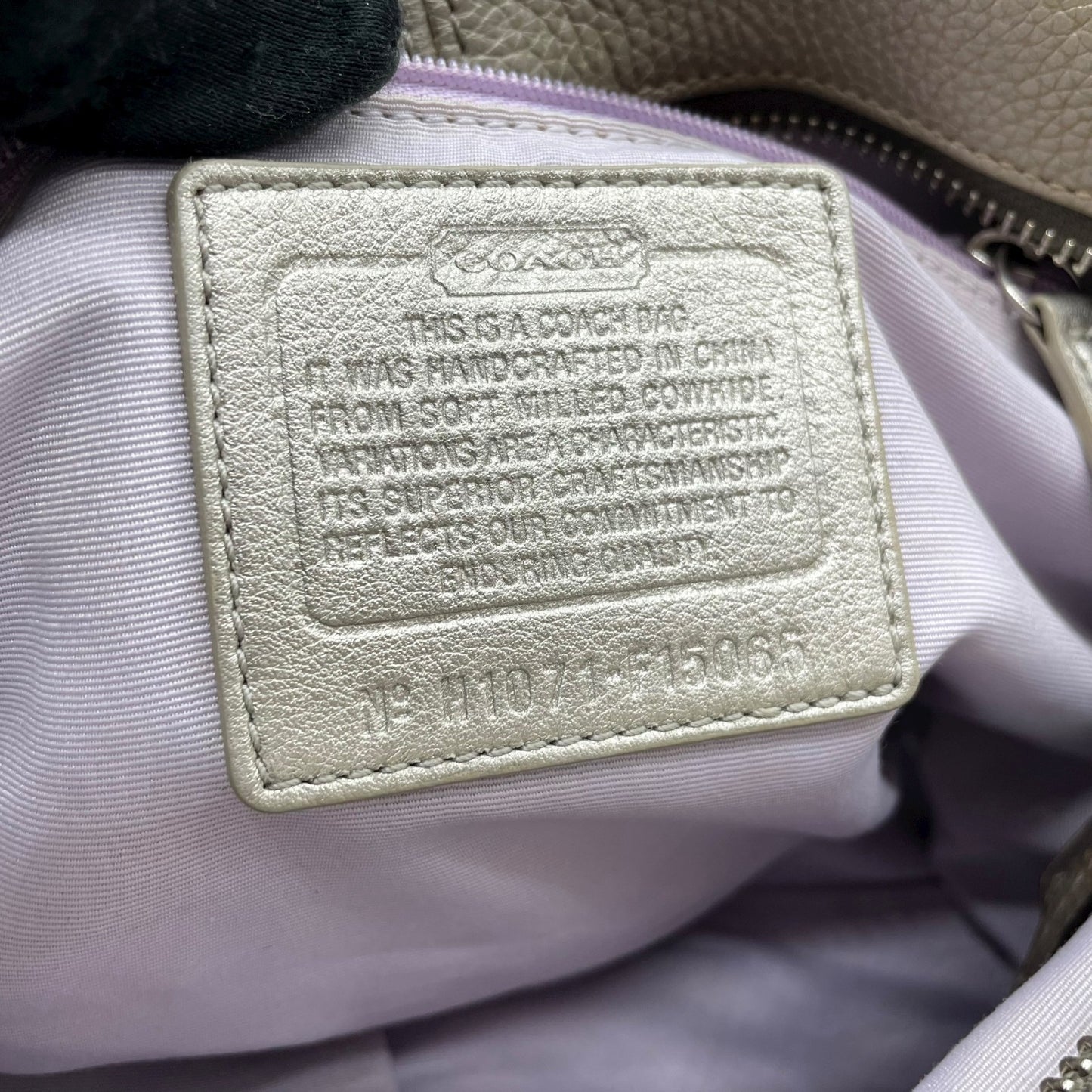 コーチ COACH レザー ショルダーバッグ 肩掛け F15065 グレージュ ベージュ シルバー金具 柔らかいシボ革 上品 C5