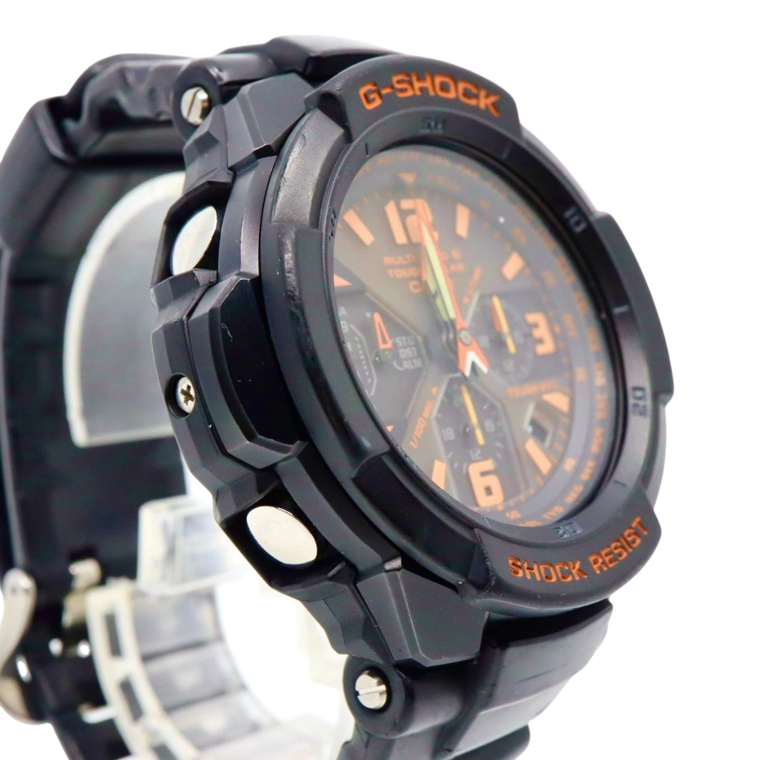 美品 CASIO カシオ G-SHOCK グラビティマスター GW-3000B ブラック オレンジ タフソーラー 電波ソーラー マルチバンド6 クロノグラフ スカイコックピット アナログ メンズ ウォッチ 腕時計 G4