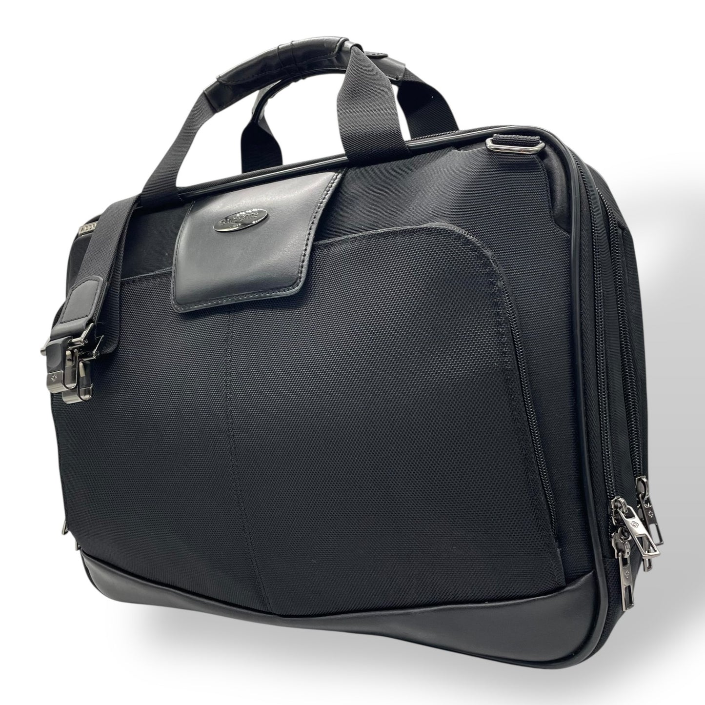 美品 サムソナイト Samsonite ビジネスバッグ ブリーフケース 2WAY ショルダー付 ナイロン×レザー 黒 ブラック X2