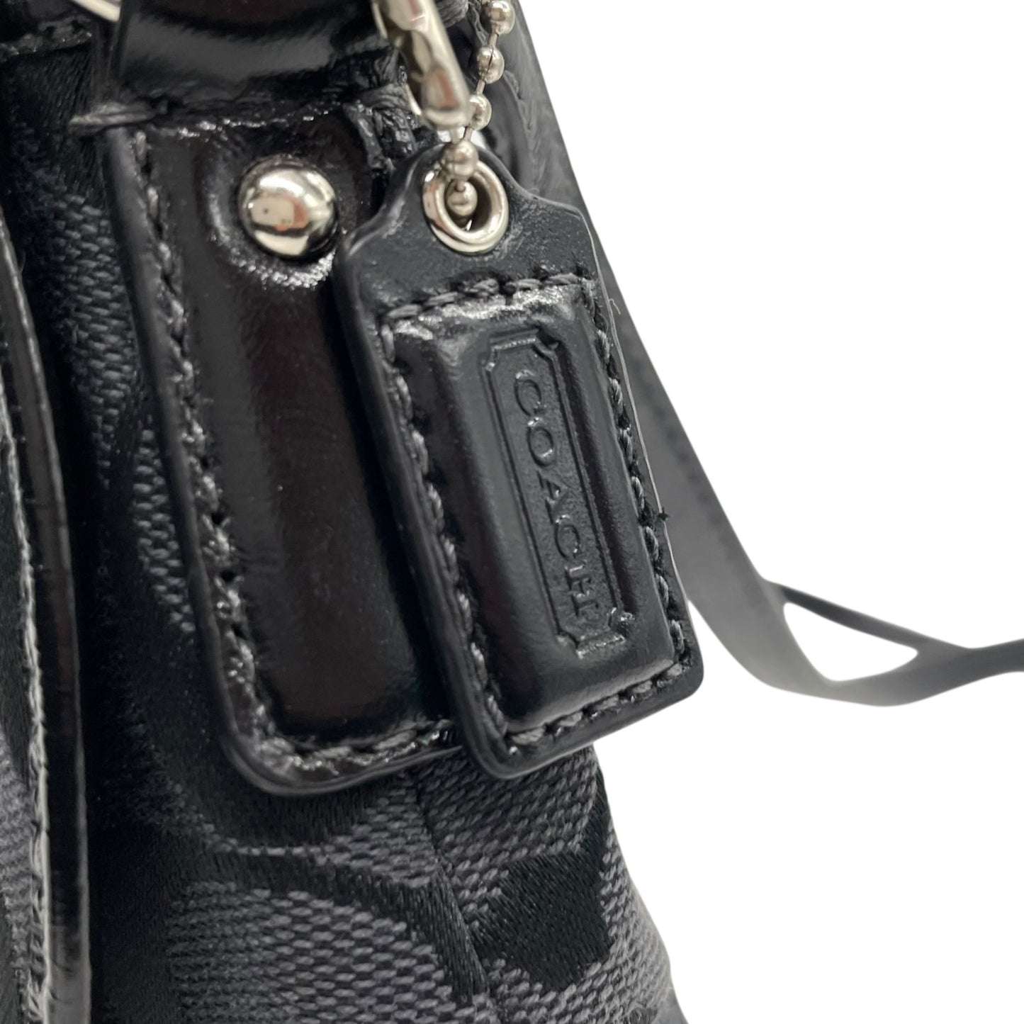 美品 コーチ COACH ソーホー シグネチャー ショルダーバッグ 黒 ブラック レザー キャンバス バックルデザイン S18