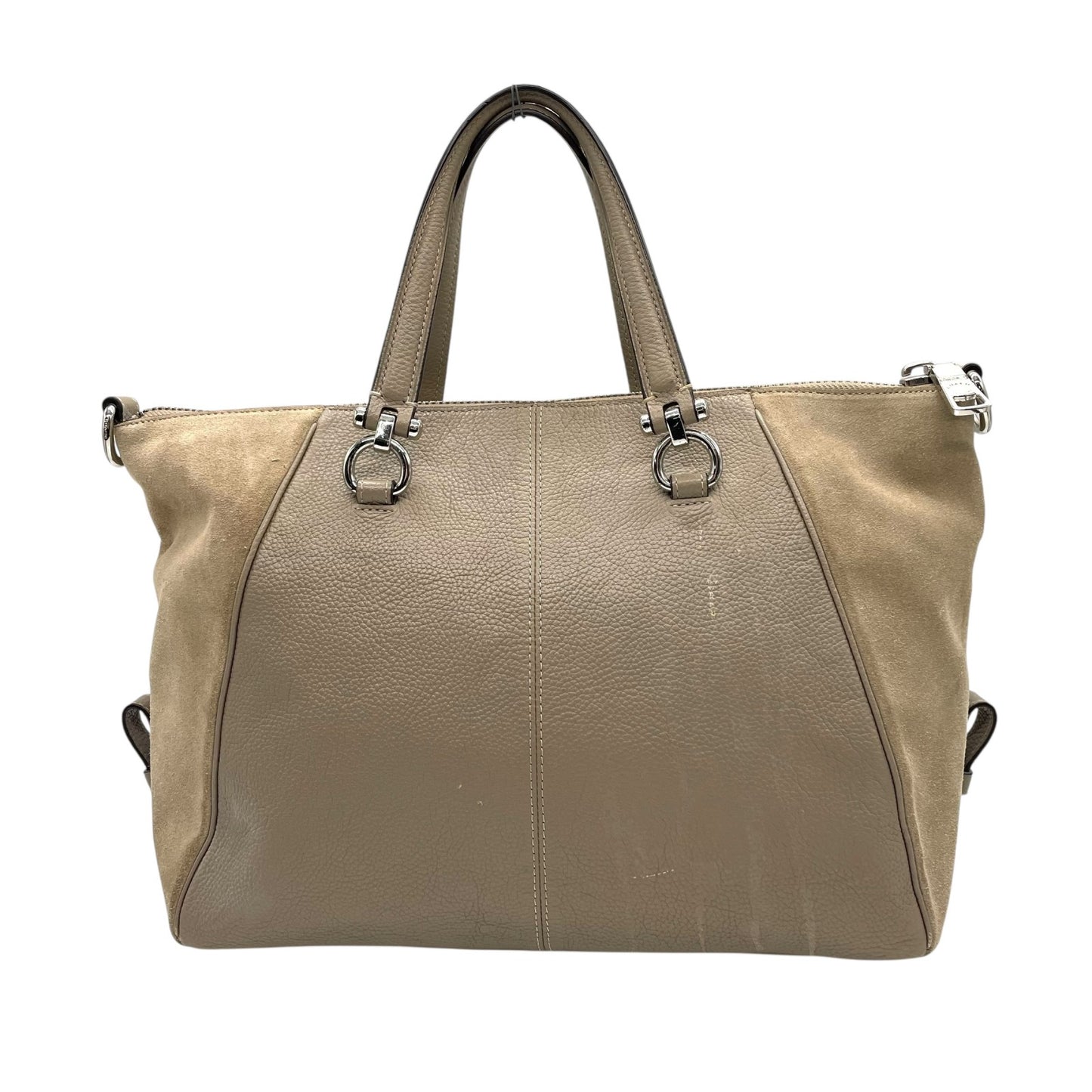 コーチ COACH Cチャーム トートバッグ ハンドバッグ スエード レザー グレー ベージュ シルバー金具 T4