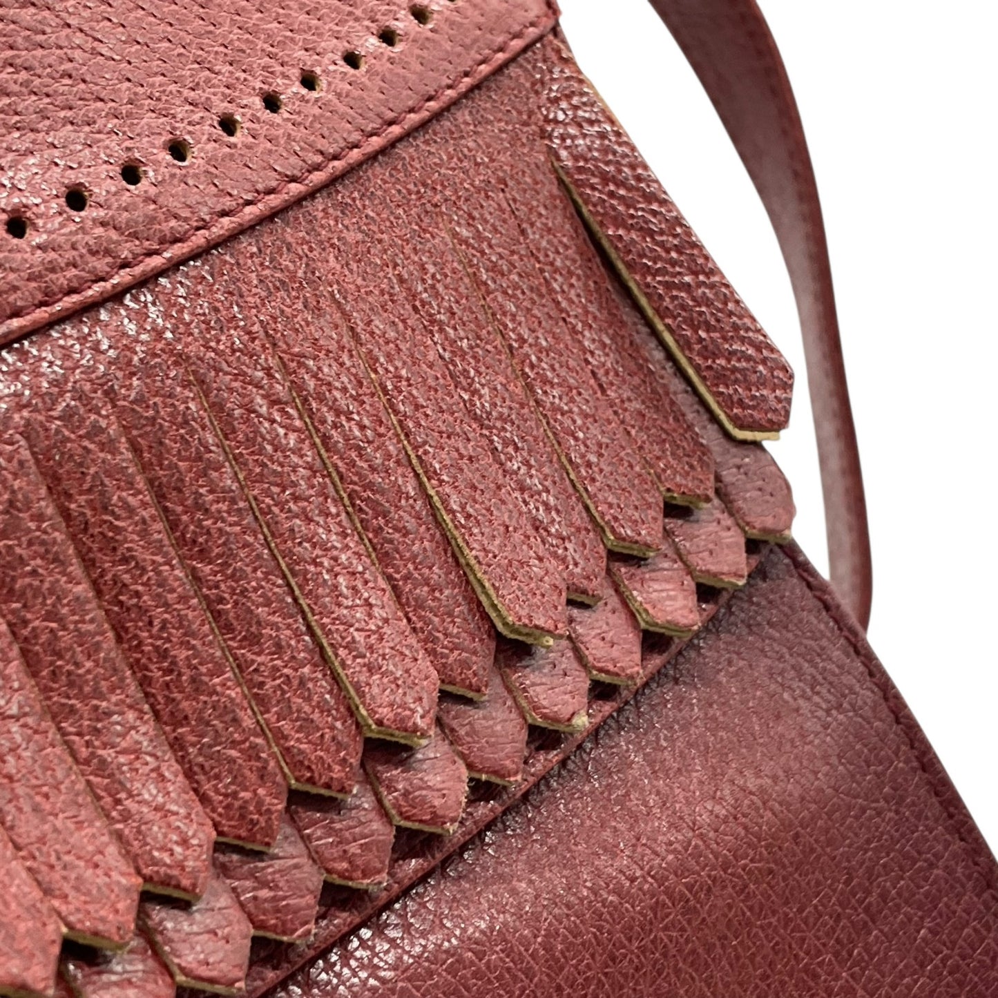 ヴァレンティノ ガラヴァーニ VALENTINO GARAVANI ショルダーバッグ メッセンジャーバッグ レッド ボルドー ワインレッド レザー フリンジ レディース S80