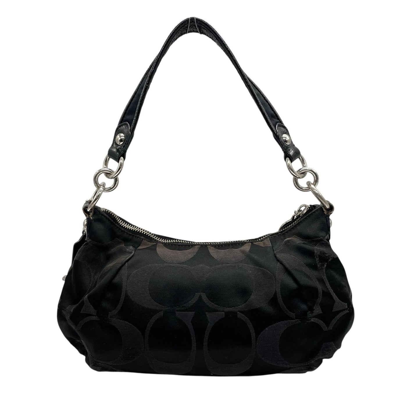 コーチ COACH 2WAY ハンドバッグ ショルダーバッグ ポピー シグネチャー 黒 ブラック キャンバス シルバー金具 手提げ 肩掛け可 斜め掛け可 ロゴ レディース U5